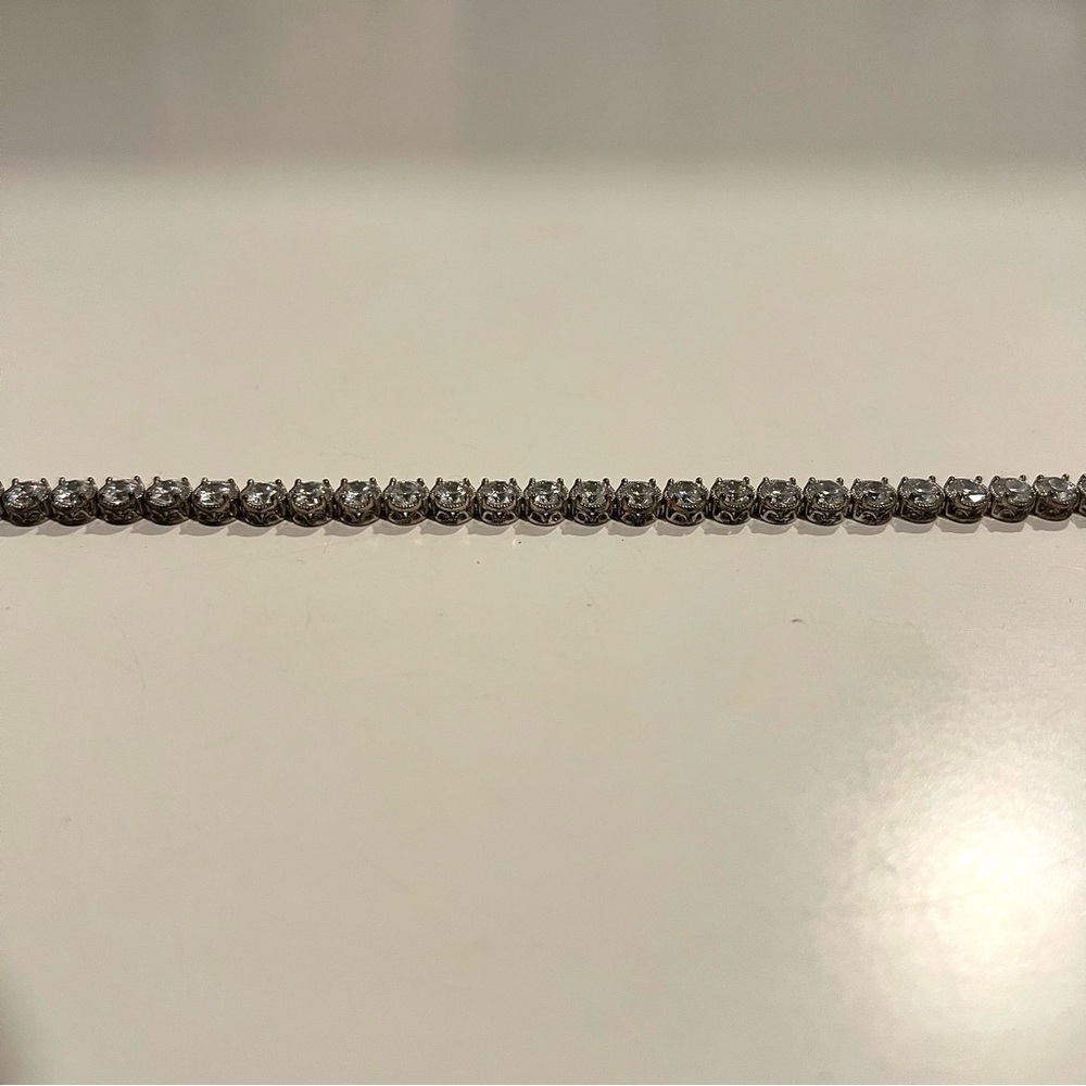 Diamonique Elegant Silver Tennis Bracelet - Picture 6 of 7